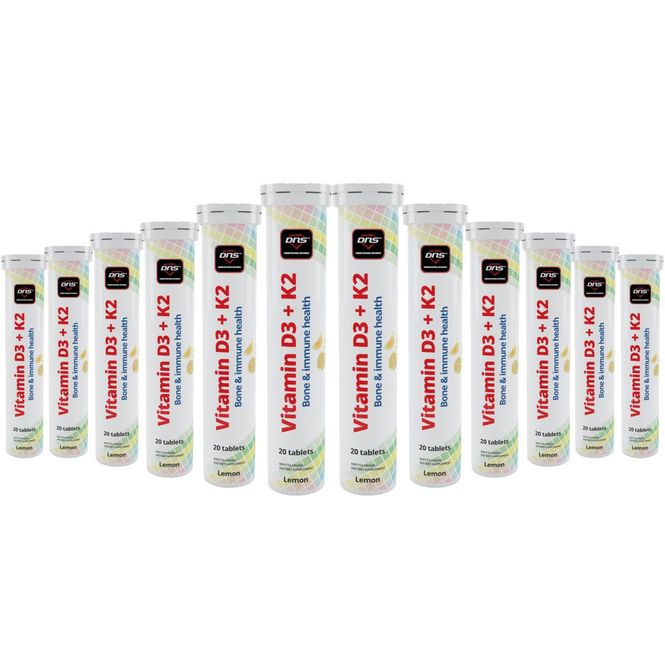 Hovedbilde 12-pack Vitamin D3 + K2 - 12 x 20 brusetabletter