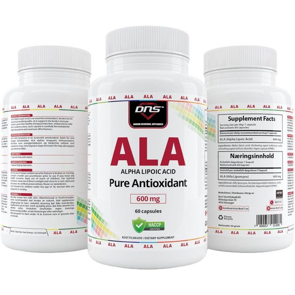 ALA Alpha Lipoic Acid 600 mg - 60 kapsler