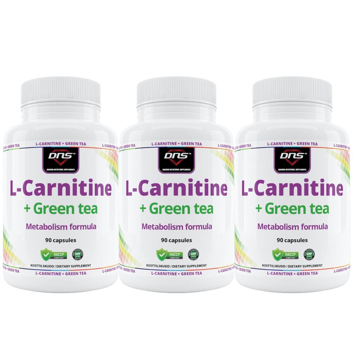 3-pack L-Carnitine + Grønn-te - 90 kapsler