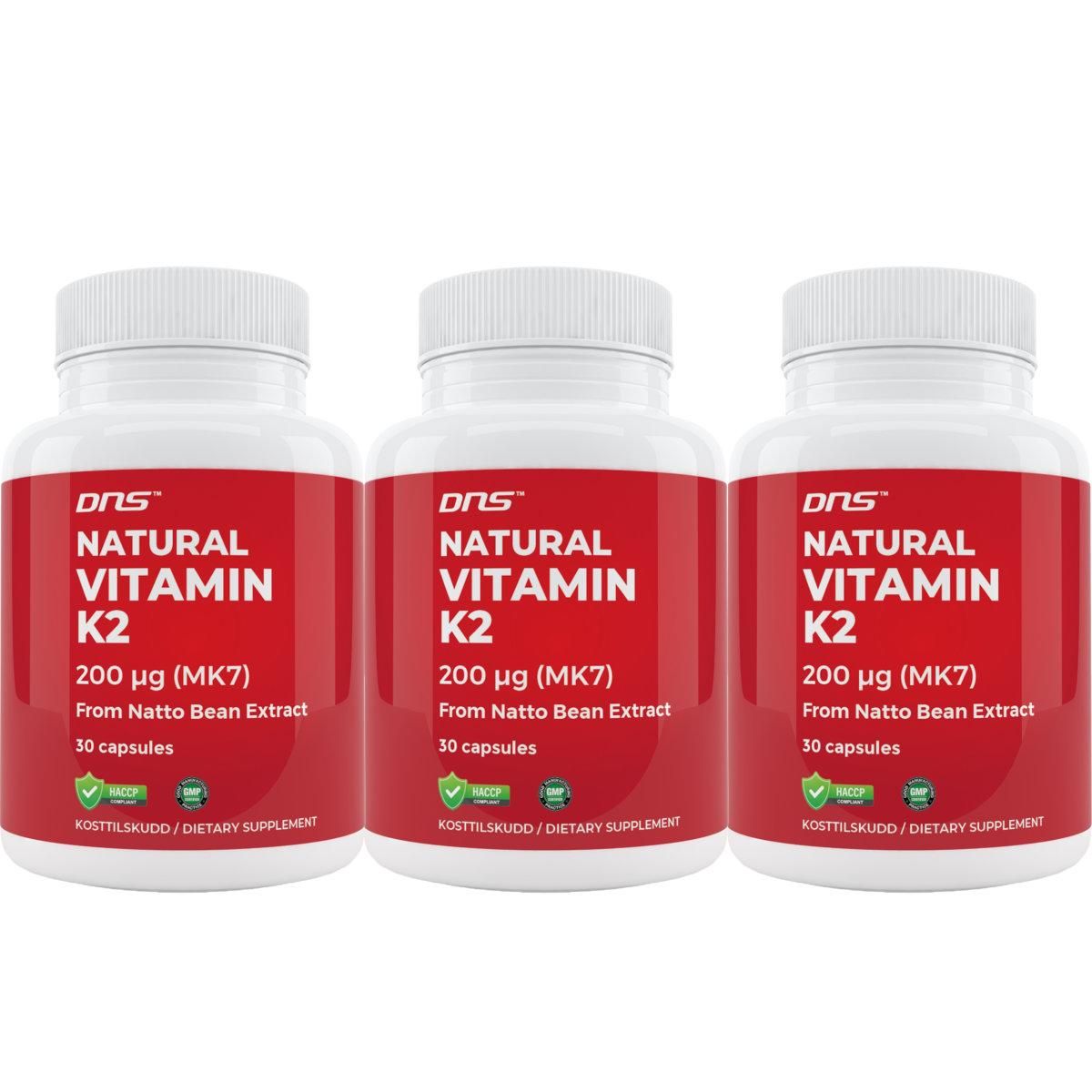 3-pack Natural Vitamin K2 fra Natto (MK7) - 3 x 30 kapsler