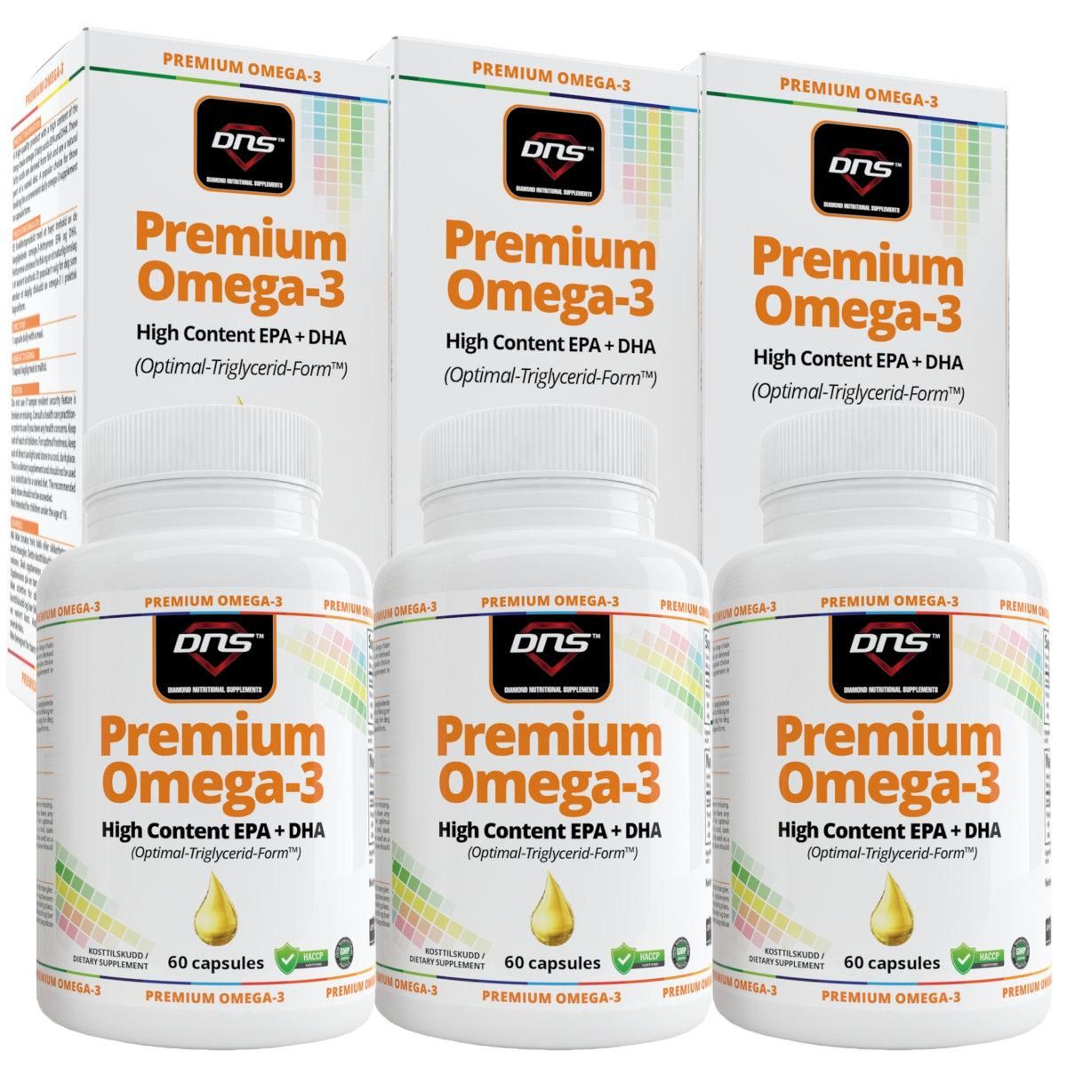 3-pack Premium Omega-3 High EPA + DHA - 3 x 60 kapsler