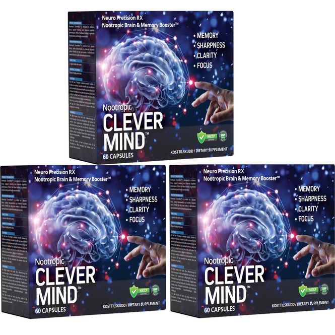 Hovedbilde 3-pack Nootropic Clever Mind™ - 3 x 60 kapsler